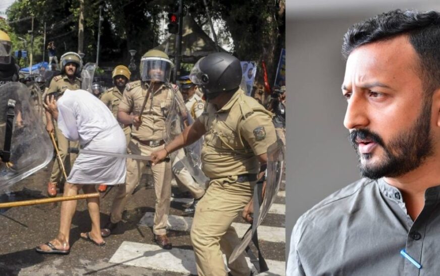 രാഹുൽ മാങ്കൂട്ടത്തിലിൻ്റെ ഓഫീസിലേക്ക് മാർച്ച്; ബിജെപി പ്രവർത്തകരും പൊലീസും തമ്മിൽ സംഘർഷം