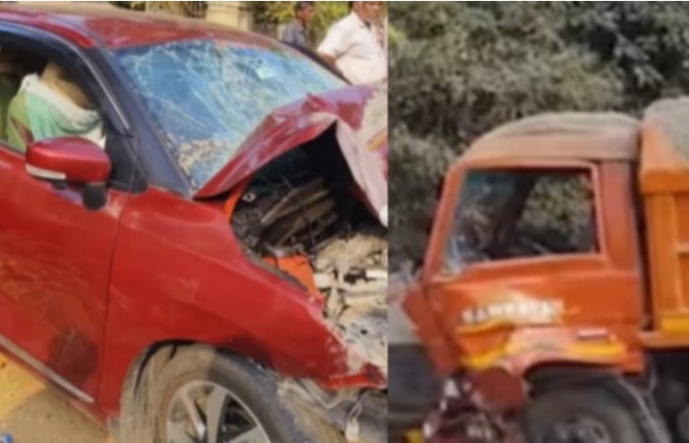 ടി​പ്പ​ർ ലോ​റി​യും കാ​റും കൂ​ട്ടി​യി​ടി​ച്ചു; ക​ർ​ണാ​ട​ക സ്വ​ദേ​ശി​ക്ക് ദാ​രു​ണാ​ന്ത്യം