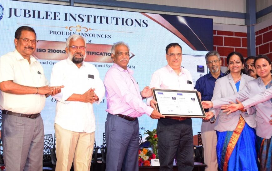 കേരളസമാജം ദൂരവാണിനഗർ സമാജത്തിന് കീഴിലുള്ള ജൂബിലി വിദ്യാഭ്യാസ സ്ഥാപനങ്ങൾക്കുള്ള ISO 21001: 2018 സർട്ടിഫിക്കേഷൻ ലഭിച്ചു