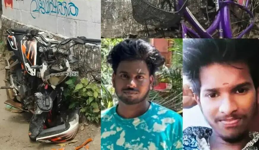 തൃശൂരിൽ നിയന്ത്രണംവിട്ട ബൈക്ക് വൈദ്യുതി പോസ്റ്റിലിടിച്ച് രണ്ട് മരണം